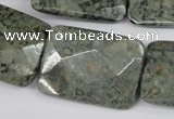 CBD247 15.5 inches  22*30mm faceted rectangle green brecciated jasper beads