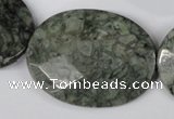 CBD250 15.5 inches 30*40mm faceted oval green brecciated jasper beads