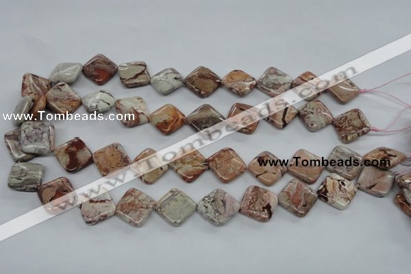 CBD53 15.5 inches 16*16mm diamond brecciated jasper gemstone beads