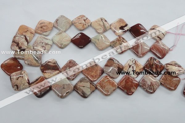CBD54 15.5 inches 20*20mm diamond brecciated jasper gemstone beads