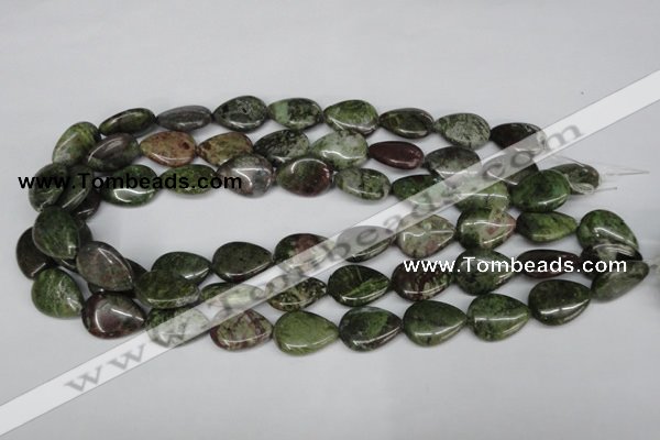 CBG10 15.5 inches 15*20mm flat teardrop bronze green gemstone beads