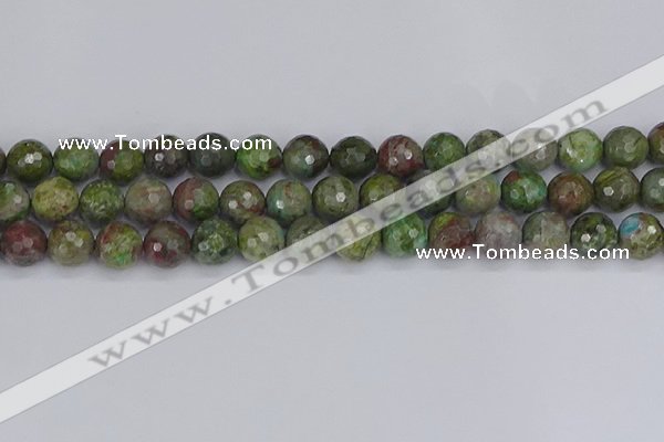CBG104 15.5 inches 12mm faceted round bronze green gemstone beads