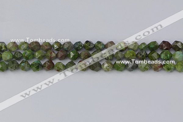 CBG109 15.5 inches 8mm faceted nuggets bronze green gemstone beads