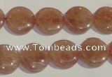 CBQ17 15.5 inches 14mm flat round strawberry quartz beads wholesale