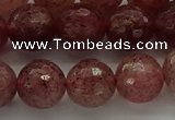CBQ333 15.5 inches 10mm faceted round strawberry quartz beads