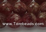 CBQ334 15.5 inches 12mm faceted round strawberry quartz beads
