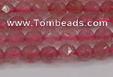 CBQ436 15.5 inches 6mm faceted nuggets strawberry quartz beads
