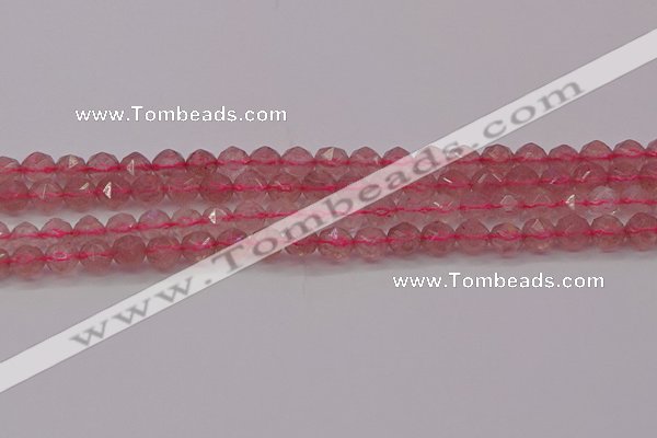 CBQ437 15.5 inches 8mm faceted nuggets strawberry quartz beads