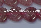 CBQ470 15.5 inches 14mm faceted heart strawberry quartz beads