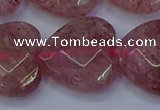 CBQ473 15.5 inches 20mm faceted heart strawberry quartz beads