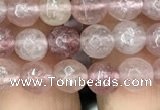 CBQ571 15.5 inches 6mm faceted round strawberry quartz beads