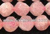 CBQ720 15.5 inches 10mm faceted nuggets strawberry quartz beads