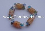 CBR01 5pcs imitation Swarovski crystal & agate beads stretchy bracelet