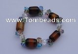 CBR02 5pcs imitation Swarovski crystal & agate beads stretchy bracelet