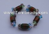 CBR03 5pcs imitation Swarovski crystal & agate beads stretchy bracelet