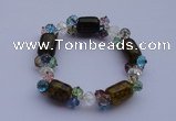 CBR04 5pcs imitation Swarovski crystal & agate beads stretchy bracelet