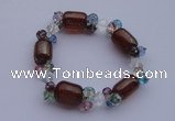 CBR05 5pcs imitation Swarovski crystal & agate beads stretchy bracelet