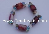CBR06 5pcs imitation Swarovski crystal & agate beads stretchy bracelet