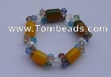 CBR07 5pcs imitation Swarovski crystal & agate beads stretchy bracelet