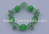 CBR09 5pcs imitation Swarovski crystal & cat eye beads stretchy bracelet