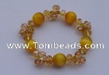 CBR11 5pcs imitation Swarovski crystal & cat eye beads stretchy bracelet