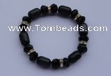 CBR12 5pcs imitation Swarovski crystal & cat eye beads stretchy bracelet
