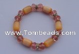 CBR16 5pcs imitation Swarovski crystal & cat eye beads stretchy bracelet