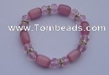 CBR17 5pcs imitation Swarovski crystal & cat eye beads stretchy bracelet