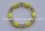CBR18 5pcs imitation Swarovski crystal & cat eye beads stretchy bracelet