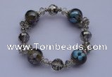 CBR25 5pcs imitation Swarovski crystal & lampwork glass beads bracelet