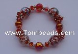 CBR27 5pcs imitation Swarovski crystal & lampwork glass beads bracelet