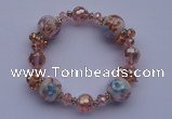 CBR28 5pcs imitation Swarovski crystal & lampwork glass beads bracelet