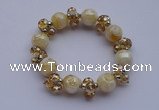 CBR32 5pcs imitation Swarovski crystal & lampwork glass beads bracelet