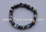 CBR33 5pcs lampwork glass & AB color crystal beads stretchy bracelet