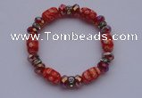CBR34 5pcs lampwork glass & AB color crystal beads stretchy bracelet