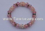 CBR35 5pcs lampwork glass & AB color crystal beads stretchy bracelet