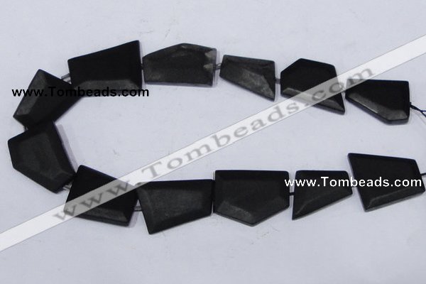 CBS24 15.5 inches 20*30mm freeform black stone beads wholesale