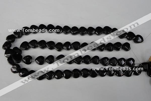 CBS303 15.5 inches 12*12mm faceted heart blackstone beads wholesale