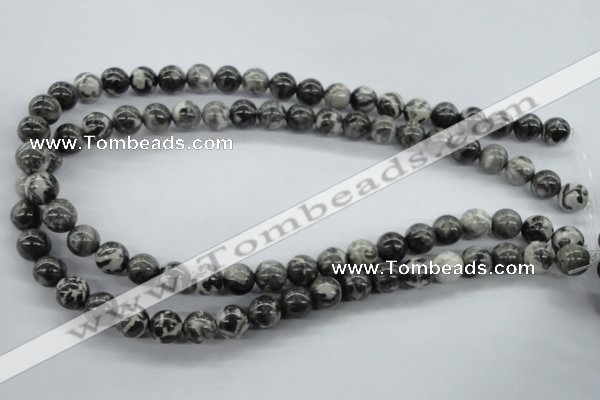 CBW06 15.5 inches 10mm round black & white jasper gemstone beads