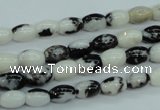 CBW117 15.5 inches 6*8mm rice black & white jasper beads