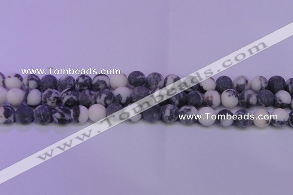 CBW153 15.5 inches 10mm round matte black & white jasper beads
