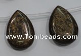 CBZ502 Top-drilled 13*18mm flat teardrop bronzite gemstone beads