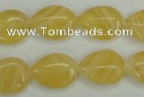CCA219 15.5 inches 13*18mm flat teardrop yellow lace calcite beads