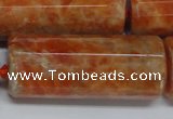 CCA472 15.5 inches 16*40mm faceted tube orange calcite gemstone beads