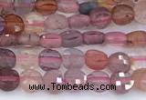 CCB1160 15 inches 4mm faceted coin pink spinel beads