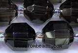 CCB1311 15 inches 9mm - 10mm faceted smoky quartz beads