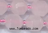 CCB1454 15 inches 9mm - 10mm faceted rose quartz beads