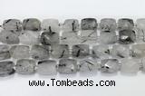 CCB887 11*15mm-12*16mm faceted cuboid black rutilated quartz beads wholesale