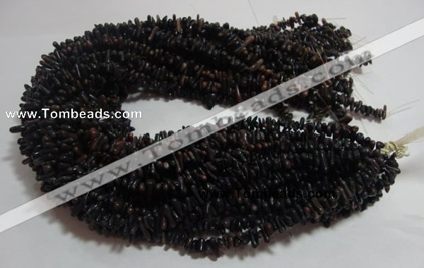 CCB94 15.5 inch 4*11mm irregular branch dark grey coral chip beads