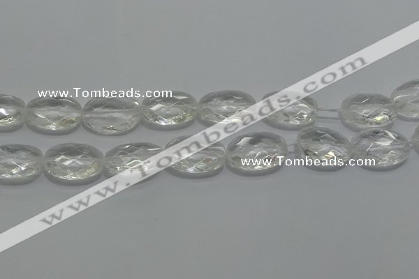 CCC805 15.5 inches 18*25mm faceted oval natural white crystal beads